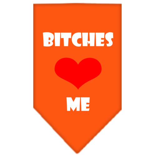 Bitches Love Me Screen Print Bandana Orange Large